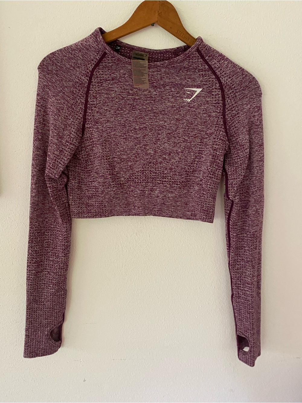 Gymshark Heather Plum Long-Sleeve Cropped Seamless Top